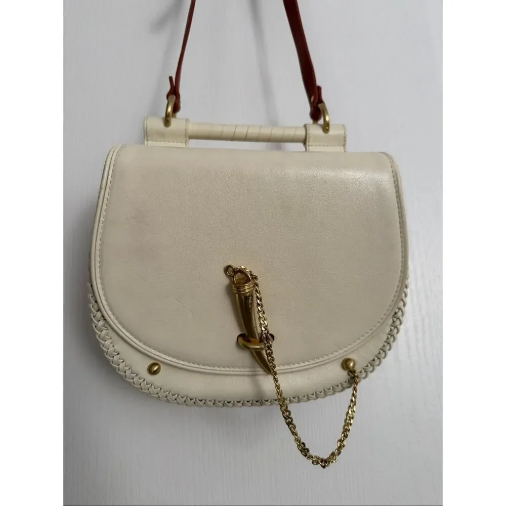 Sancia Babylon Bar Tooth Bag in Ecru & Whiskey